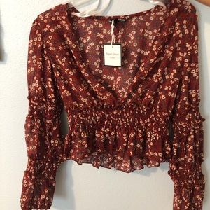 Hello Molly Sleeved Floral Crop Top